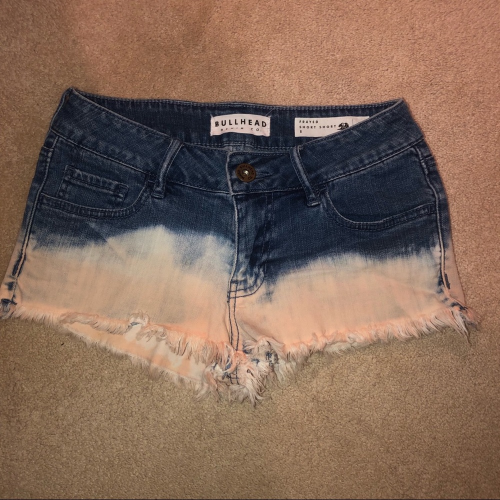 Bullhead “Frayed Short Short” Ombré Jean Shorts
